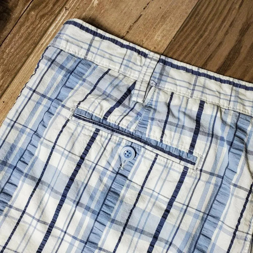 Apt. 9 Men's 100% Cotton Casual Blue and White Plaid Shorts Size 40 - Picture 11 of 12